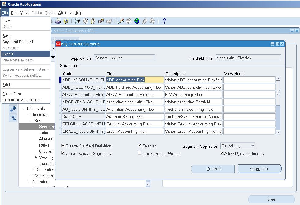 Data Loader : Export menu