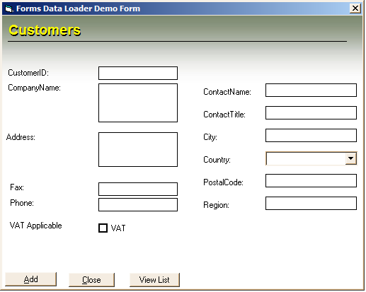 Data Loader demo form