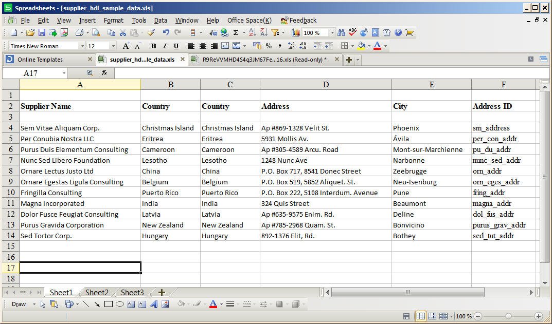 Suppliers data