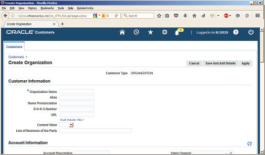 oracle ebs customer form