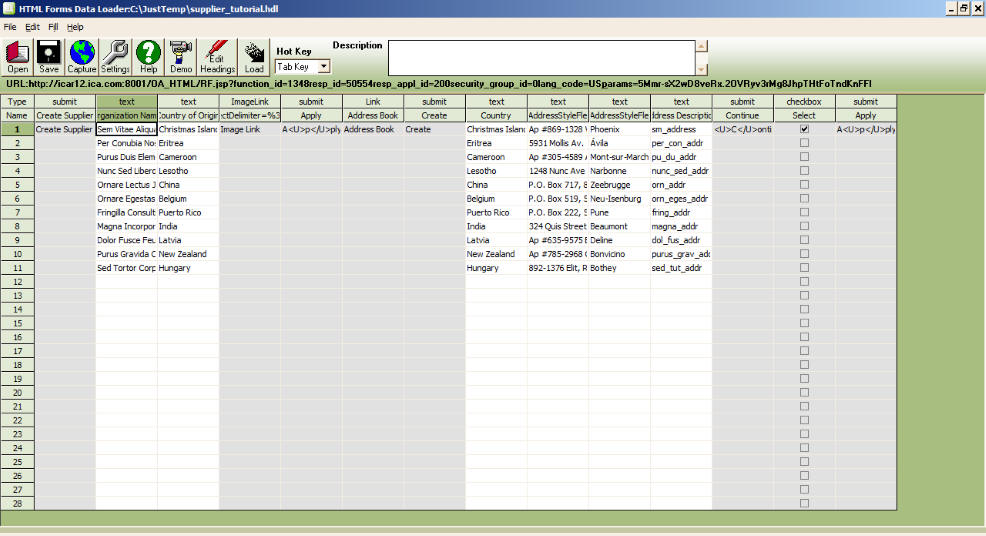 Data pasted from Excel