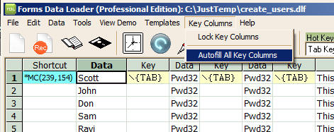 Auto Fill Key Columns Menu in Data Loader