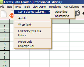 Data Menu in Data Loader