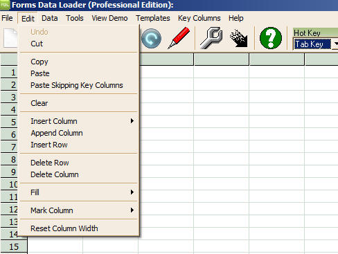 Edit Menu in Data Loader