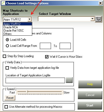 map shortcuts to oracle application